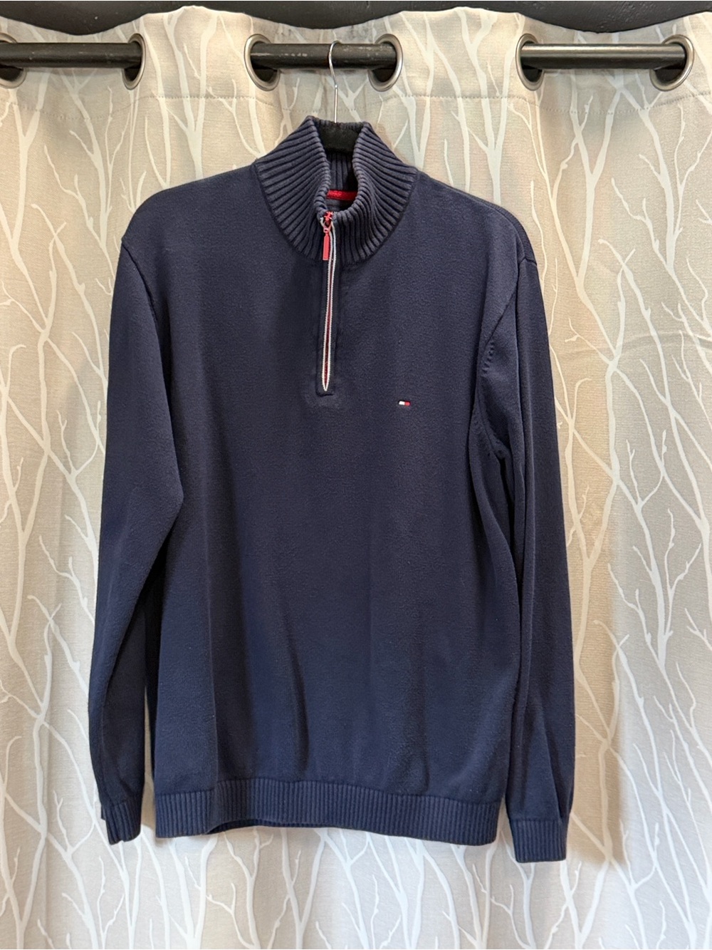 Tommy Hilfiger Men's Size L Navy 1/4 Zip All Cotton Sweater